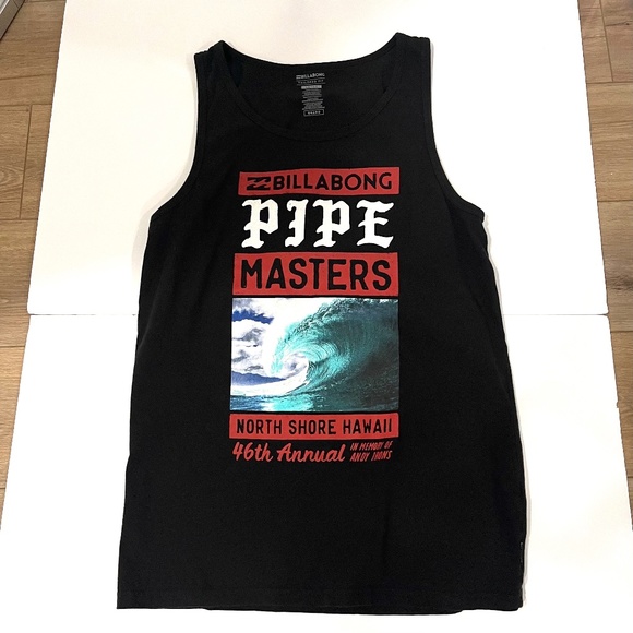 BILLABONG 2017 Pipe Masters Black Andy Irons Tank Top Tailored Fit -Size L - Picture 1 of 5